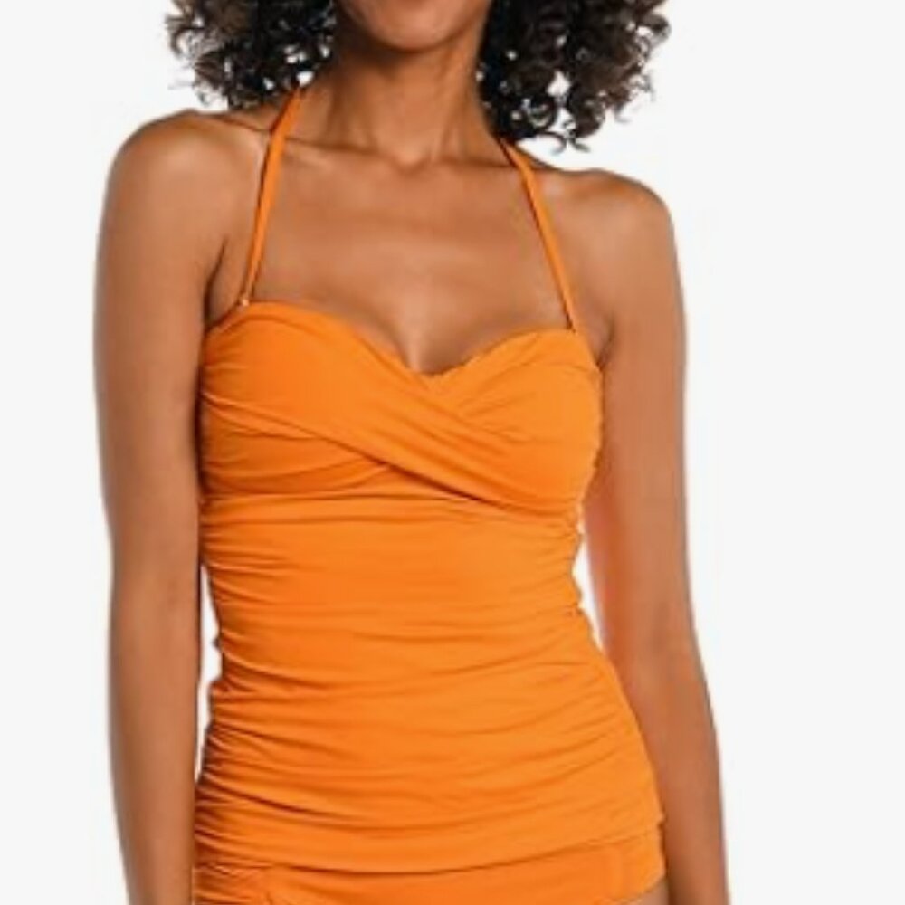 La Blanca Women's Bandeau Tankini Swimsuit Top Tangerine 4